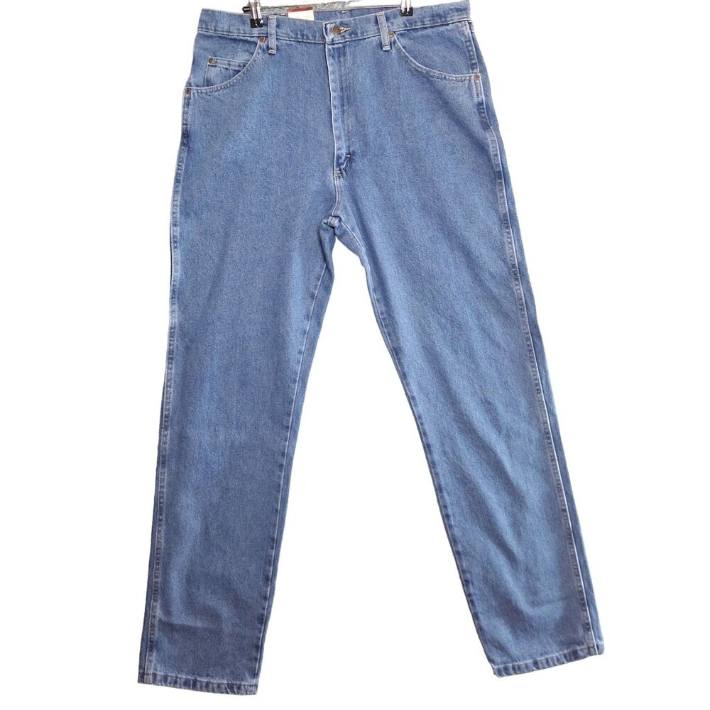 Wrangler Regular Fit Jeans 38x34 Blue Denim Cotton Regular Wrangler Leg Straight